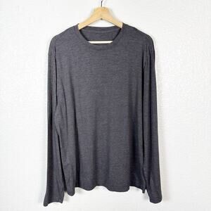 Lululemon‎ Mens Soft Crew Neck Long Sleeve Tee Shirt in Charcoal Grey Size Large